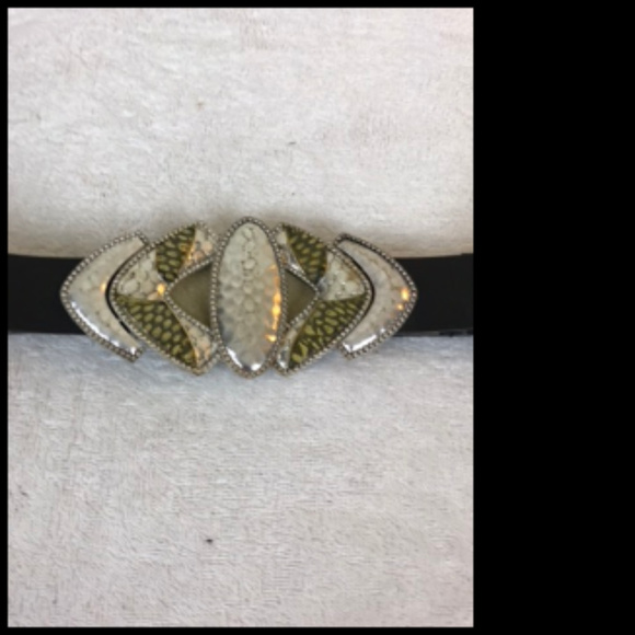 Chico's Accessories - Chico's Leather Belt Hammered Ornate Buckle   M-L